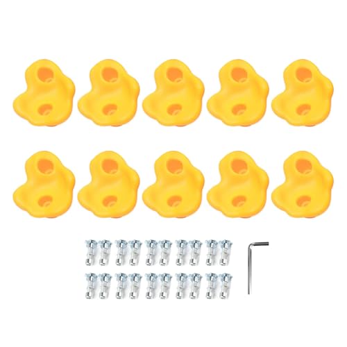 TYTOGE 10 Stück Klettergriffe, Indoor Outdoor Felswand-Kletterset, Komfortable Handgefühl Kletterfelswandgriffe für Kinder Erwachsene (Gelb) von TYTOGE