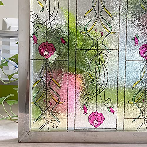 3D-Vinyl-Fensterfolie, Buntglas, dekorativer UV-Fensteraufkleber, Sichtschutz, mattierte Klebefolie, Fensteraufkleber für Glasfenster, 90 x 200 cm von TYUINMG