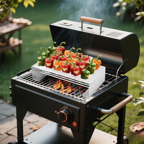 Jalapeno Grill-Rack Edelstahl 18-Loch (24cm) - Paprika Röster & Halter für Grill, Smoker, Ofen - Spülmaschinenfest & Rostfrei | Pepper Roasting Rack Griller von TYUIOP