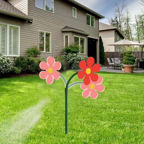 Rasensprinkler Tanzende Blume 41,4 cm - Farblich Sortiert | Beweglicher Wassersprenger Spritzblume | Ideal für Gartenbewässerung & Spaßige, Wasserspiele zur Gartenbewässerung (Rot) von TYUIOP