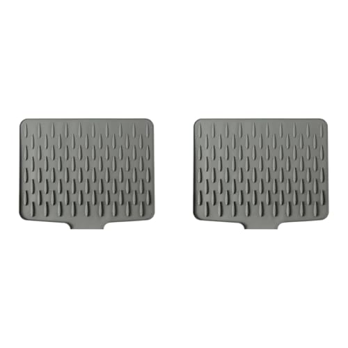 Silikon Abtropfmatte 2er-Set für Küche 40x32,5cm Grau - Rutschfeste, Wasserableitende Schutzmatte Arbeitsplatte Spüle,Abtropfmatte Geschirr,Auslaufsicherer Arbeitsplattenschutz (Grau 2PC, 40x32.5cm) von TYUIOP