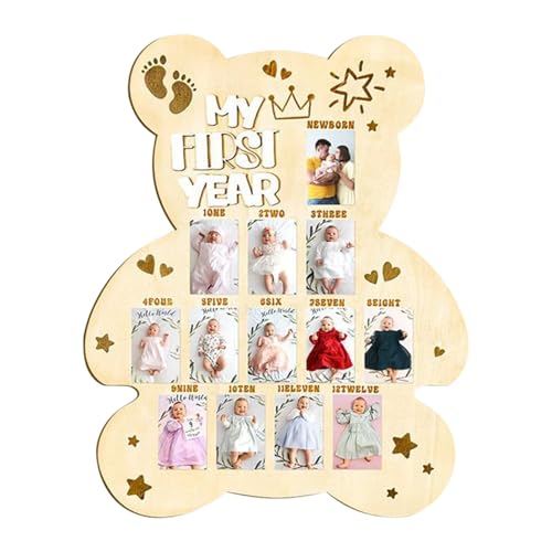 TYUKXJH Baby-Fototafel mit Monatsansicht – Evolution für Kinder – Halterung aus Holz für Erinnerungen an Wachstum Geburtstag Eltern Familie Reise von TYUKXJH