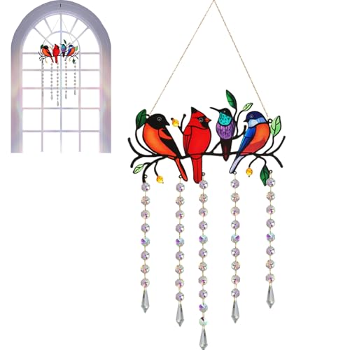 TYUKXJH Fensterdekoration aus Buntglas, Gartendekoration aus Buntglas, für Fenster mit Vögeln – reflektierende Ornamente für Wohnzimmer, Schlafzimmer, Küche, Tür, Baum, , Terrasse, , Balkon von TYUKXJH