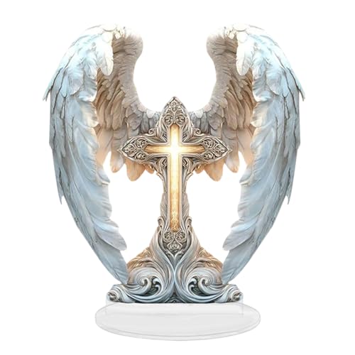 TYUKXJH Figur Engel Kreuz mit Flügeln | Dekoration Büro Bohème Kreuz Engelsflügel | Ornament Acryl 2D für Präsentation | Schlafzimmer Büro Kirche von TYUKXJH