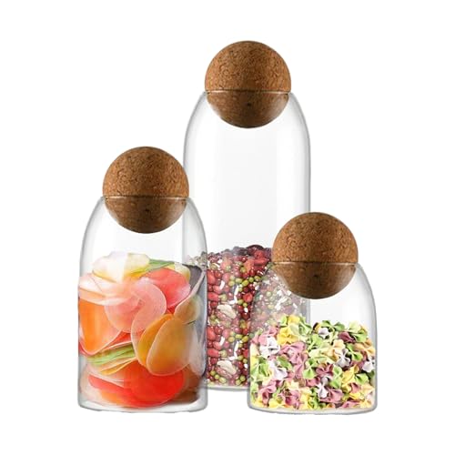 TYUKXJH Gläser – transparenter Behälter für Trockenfrüchte – Set mit 3 transparenten Gläsern für Gewürze Zucker Kaffee Trockenfutter Küche Wohnzimmer Büro Schlafzimmer von TYUKXJH