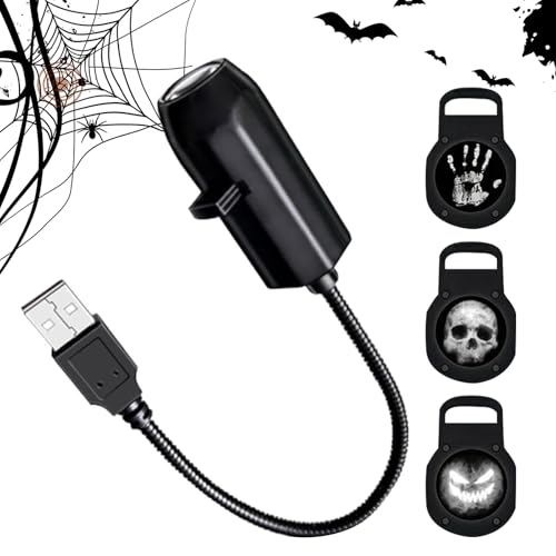 TYUKXJH Halloween-Nachtlichtprojektor | magnetischer Schädelprojektor mit 3 Modi Außenlicht | 360 Grad drehbare LED-Lampe mit Handabdruck, Geist, Skelett, USB von TYUKXJH
