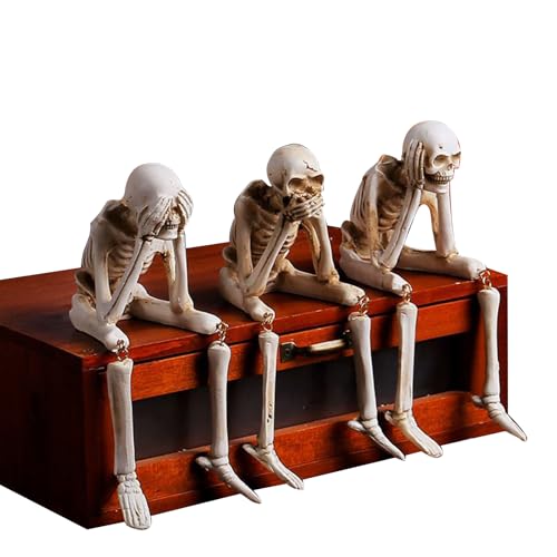 TYUKXJH Halloween-Skelett-Statue, 3-teilig | Fotohintergrund, Dekoration, Geschäft, Schlafzimmer, Party, Schule, Spukhaus, Wohnzimmer von TYUKXJH