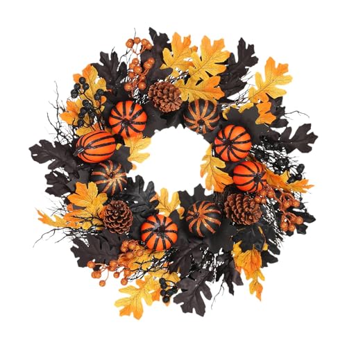TYUKXJH Halloween- mit künstlicher Herbstkranz und Beeren | Herbstdekoration für Tür, Fenster, Balkon, Wand, Terrasse von TYUKXJH