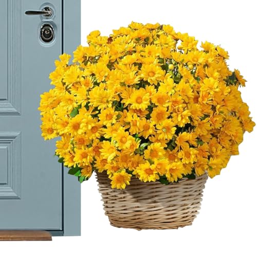 TYUKXJH Künstliche Chrysanthemen | Set mit 10 künstlichen , UV-beständig, für Blumenkästen im Außenbereich | Dekoratives Herbst- für Garten, Schlafzimmer, Party, Balkon, Fensterbank, Vase von TYUKXJH
