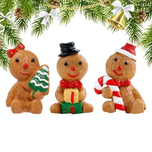 TYUKXJH Lebkuchenmann-Figuren, 3-teilig | Weihnachtsfigur Büro – Skulptur aus Kunstharz für und Tisch, festliches Haus, Innenbereich, Präsentation von TYUKXJH