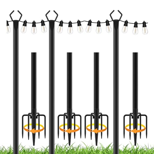 TYUKXJH Pfosten für Lichterketten für den Außenbereich, hängende Halterung für – robuste Stützpfosten für Außenbeleuchtung für Rasen, Terrasse, Garten, Allee, von TYUKXJH