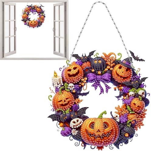 TYUKXJH Strass-Türkränze zum Bemalen, dekorative Wandkunst für Fenster, aus Acryl, 2D-Gemälde, Set mit hängenden Strasssteinen, für Herbst- und Halloween-Saison von TYUKXJH