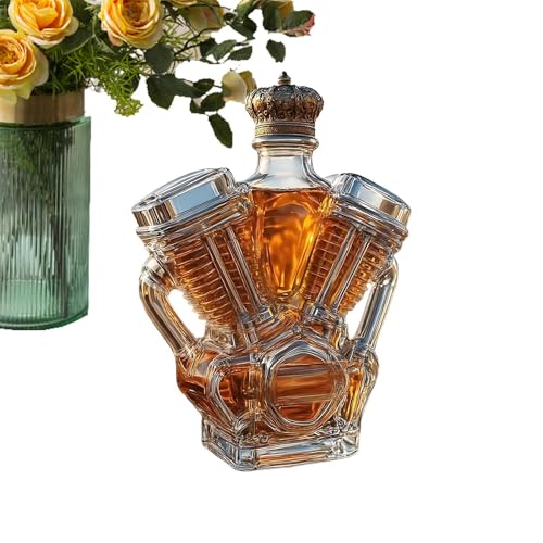 TYUKXJH Whiskyflasche aus Glas | Weindekanter für den Haushalt – dekorativer Alkoholbehälter in Form eines Motorradmotors für Innendekoration, Ausstellungsfenster, Veranstaltungen von TYUKXJH