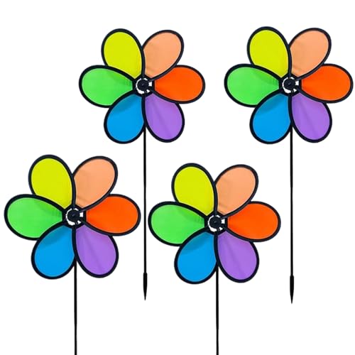 TYUKXJH Windspiel in Blumenform, Windmühle, 54 cm, wetterfest, für Garten, Terrasse, Rasen, und Hof, 4 Stück von TYUKXJH