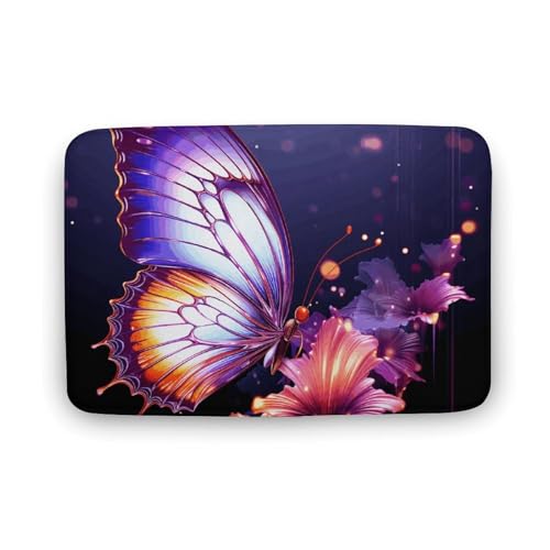 TYULN Badezimmerteppich, 40 x 59,9 cm, violett, Schmetterlings-Motiv, saugfähig, rutschfeste Bodenmatte, schnell trocknend, Badteppich für Schlafzimmer, Küche, Waschbecken, Badewannenrand TYULN Badezimmerteppich, 40 x 59,9 cm, violett, Schmetterlings-Motiv, saugfähig, rutschfeste Bodenmatte, schnell trocknend, Badteppich für Schlafzimmer, Küche, Waschbecken, Badewannenrand von TYULN
