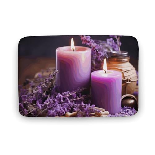 TYULN Badezimmerteppich, 40 x 60 cm, lila Lavendel mit Kerzen, Badematte für Badezimmer, saugfähige Duschmatten, rutschfeste Bodenmatte, schnell trocknend, Badteppich für Schlafzimmer, Küche TYULN Badezimmerteppich, 40 x 60 cm, lila Lavendel mit Kerzen, Badematte für Badezimmer, saugfähige Duschmatten, rutschfeste Bodenmatte, schnell trocknend, Badteppich für Schlafzimmer, Küche von TYULN
