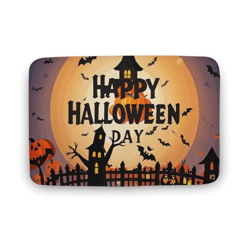 TYULN Badezimmerteppich, 50 x 80 cm, Happy-Halloween-Day, Trick-or-Treat, Badematte für Badezimmer, saugfähige Duschmatten, rutschfeste Bodenmatte, schnell trocknend, Badteppich für Schlafzimmer TYULN Badezimmerteppich, 50 x 80 cm, Happy-Halloween-Day, Trick-or-Treat, Badematte für Badezimmer, saugfähige Duschmatten, rutschfeste Bodenmatte, schnell trocknend, Badteppich für Schlafzimmer von TYULN