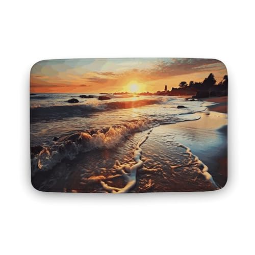 TYULN Badezimmerteppich, 50 x 80 cm, Sonnenuntergang am Strand, Ufer, Badematte für Badezimmer, saugfähige Duschmatten, rutschfeste Bodenmatte, schnell trocknend, Badteppich für Schlafzimmer, Küche TYULN Badezimmerteppich, 50 x 80 cm, Sonnenuntergang am Strand, Ufer, Badematte für Badezimmer, saugfähige Duschmatten, rutschfeste Bodenmatte, schnell trocknend, Badteppich für Schlafzimmer, Küche von TYULN