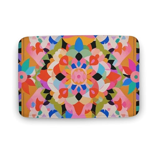 TYULN Badezimmerteppich, 50 x 80 cm, bunt, Boho-Blumenmuster, Badematte für Badezimmer, saugfähig, rutschfeste Bodenmatte, schnell trocknend, Badteppich für Schlafzimmer, Küche, Waschbecken TYULN Badezimmerteppich, 50 x 80 cm, bunt, Boho-Blumenmuster, Badematte für Badezimmer, saugfähig, rutschfeste Bodenmatte, schnell trocknend, Badteppich für Schlafzimmer, Küche, Waschbecken von TYULN