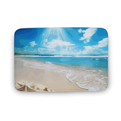 TYULN Badezimmerteppich, 50 x 80 cm, heller Sonnenschein, Sommer, Strand, Badematte für Badezimmer, saugfähige Duschmatten, rutschfeste Bodenmatte, schnell trocknend, Badteppich für Schlafzimmer TYULN Badezimmerteppich, 50 x 80 cm, heller Sonnenschein, Sommer, Strand, Badematte für Badezimmer, saugfähige Duschmatten, rutschfeste Bodenmatte, schnell trocknend, Badteppich für Schlafzimmer von TYULN