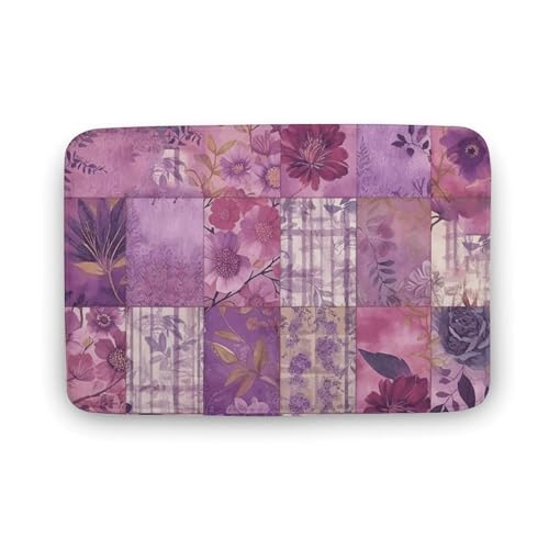 TYULN Badezimmerteppich, 50 x 80 cm, violette Blumen, Collage, Badematte für Badezimmer, saugfähige Duschmatten, rutschfeste Bodenmatte, schnell trocknend, Badteppich für Schlafzimmer, Küche TYULN Badezimmerteppich, 50 x 80 cm, violette Blumen, Collage, Badematte für Badezimmer, saugfähige Duschmatten, rutschfeste Bodenmatte, schnell trocknend, Badteppich für Schlafzimmer, Küche von TYULN