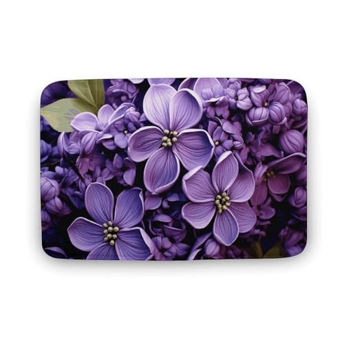 TYULN Badezimmerteppich, 50 x 80 cm, violettes Blumenmuster, Badematte für Badezimmer, saugfähige Duschmatten, rutschfeste Bodenmatte, schnell trocknend, Badteppich für Schlafzimmer, Küche TYULN Badezimmerteppich, 50 x 80 cm, violettes Blumenmuster, Badematte für Badezimmer, saugfähige Duschmatten, rutschfeste Bodenmatte, schnell trocknend, Badteppich für Schlafzimmer, Küche von TYULN