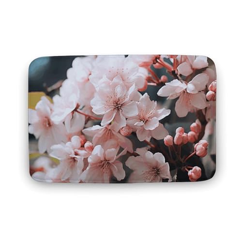 TYULN Badezimmerteppich, 50 x 80 cm, weiße Blumen, Badematte für Badezimmer, saugfähig, rutschfeste Bodenmatte, schnell trocknend, Badteppich für Schlafzimmer, Küche, Waschbecken, Badewannenrand TYULN Badezimmerteppich, 50 x 80 cm, weiße Blumen, Badematte für Badezimmer, saugfähig, rutschfeste Bodenmatte, schnell trocknend, Badteppich für Schlafzimmer, Küche, Waschbecken, Badewannenrand von TYULN