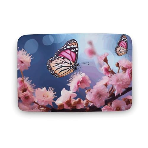TYULN Badezimmerteppich, Blumen, Schmetterlinge, Badematte für Badezimmer, saugfähig, rutschfest, schnell trocknend, Badteppich für Schlafzimmer, Küche, Waschbecken, Badewannenrand, 40 x 60 cm TYULN Badezimmerteppich, Blumen, Schmetterlinge, Badematte für Badezimmer, saugfähig, rutschfest, schnell trocknend, Badteppich für Schlafzimmer, Küche, Waschbecken, Badewannenrand, 40 x 60 cm von TYULN