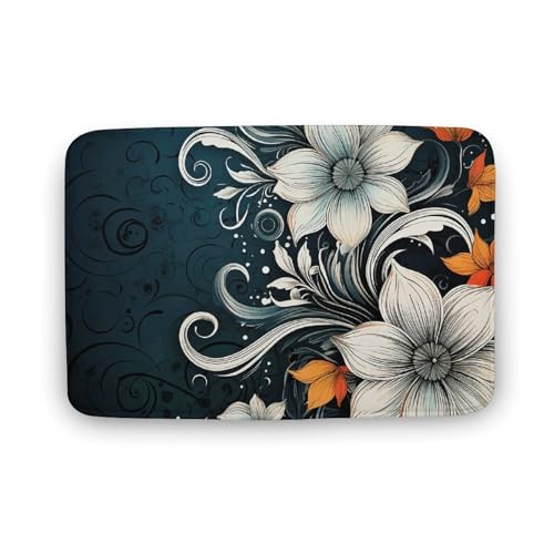 TYULN Badezimmerteppich, Boho-Stil, abstrakte Blumen, Badematte für Badezimmer, saugfähig, rutschfest, schnell trocknend, Badteppich für Schlafzimmer, Küche, Waschbecken, Badewannenrand, 40 x 60 cm TYULN Badezimmerteppich, Boho-Stil, abstrakte Blumen, Badematte für Badezimmer, saugfähig, rutschfest, schnell trocknend, Badteppich für Schlafzimmer, Küche, Waschbecken, Badewannenrand, 40 x 60 cm von TYULN
