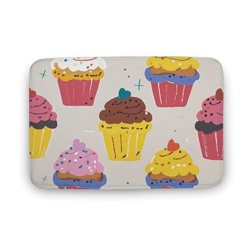 TYULN Badezimmerteppich, Cupcake-Muster, Badematte für Badezimmer, saugfähig, rutschfest, schnell trocknend, Badteppich für Schlafzimmer, Küche, Waschbecken, Badewannenrand, 40 x 60 cm TYULN Badezimmerteppich, Cupcake-Muster, Badematte für Badezimmer, saugfähig, rutschfest, schnell trocknend, Badteppich für Schlafzimmer, Küche, Waschbecken, Badewannenrand, 40 x 60 cm von TYULN
