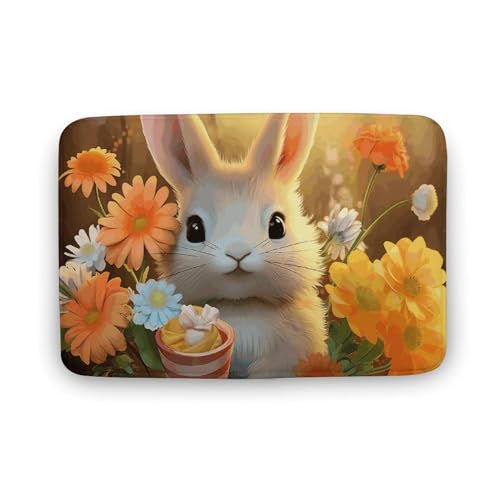 TYULN Badezimmerteppich, Kaninchen, Vogel, Blume, Badematte für Badezimmer, saugfähige Duschmatten, rutschfeste Bodenmatte, schnell trocknend, Badteppich für Schlafzimmer, Küche, Waschbecken TYULN Badezimmerteppich, Kaninchen, Vogel, Blume, Badematte für Badezimmer, saugfähige Duschmatten, rutschfeste Bodenmatte, schnell trocknend, Badteppich für Schlafzimmer, Küche, Waschbecken von TYULN