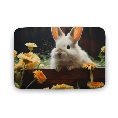 TYULN Badezimmerteppich, Kaninchen- und Blumen-Badematte für Badezimmer, saugfähig, rutschfest, schnell trocknend, Badteppich für Schlafzimmer, Küche, Waschbecken, Badewannenrand, 40 x 60 cm TYULN Badezimmerteppich, Kaninchen- und Blumen-Badematte für Badezimmer, saugfähig, rutschfest, schnell trocknend, Badteppich für Schlafzimmer, Küche, Waschbecken, Badewannenrand, 40 x 60 cm von TYULN