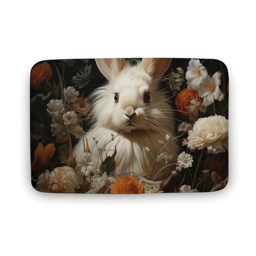 TYULN Badezimmerteppich, Kaninchen- und Blumen-Badematte für Badezimmer, saugfähig, rutschfest, schnell trocknend, Badteppich für Schlafzimmer, Küche, Waschbecken, Badewannenrand, 50 x 80 cm TYULN Badezimmerteppich, Kaninchen- und Blumen-Badematte für Badezimmer, saugfähig, rutschfest, schnell trocknend, Badteppich für Schlafzimmer, Küche, Waschbecken, Badewannenrand, 50 x 80 cm von TYULN