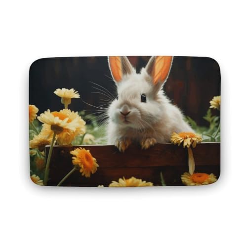TYULN Badezimmerteppich, Kaninchen- und Blumen-Badematte für Badezimmer, saugfähig, rutschfest, schnell trocknend, Badteppich für Schlafzimmer, Küche, Waschbecken, Badewannenrand, 50 x 80 cm TYULN Badezimmerteppich, Kaninchen- und Blumen-Badematte für Badezimmer, saugfähig, rutschfest, schnell trocknend, Badteppich für Schlafzimmer, Küche, Waschbecken, Badewannenrand, 50 x 80 cm von TYULN