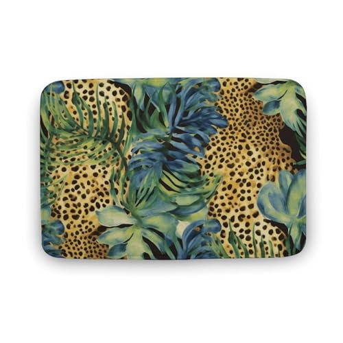 TYULN Badezimmerteppich, Leopardenmuster, Dschungel-Badematte für Badezimmer, saugfähig, rutschfest, schnell trocknend, Badteppich für Schlafzimmer, Küche, Waschbecken, Badewannenrand, 40 x 60 cm TYULN Badezimmerteppich, Leopardenmuster, Dschungel-Badematte für Badezimmer, saugfähig, rutschfest, schnell trocknend, Badteppich für Schlafzimmer, Küche, Waschbecken, Badewannenrand, 40 x 60 cm von TYULN