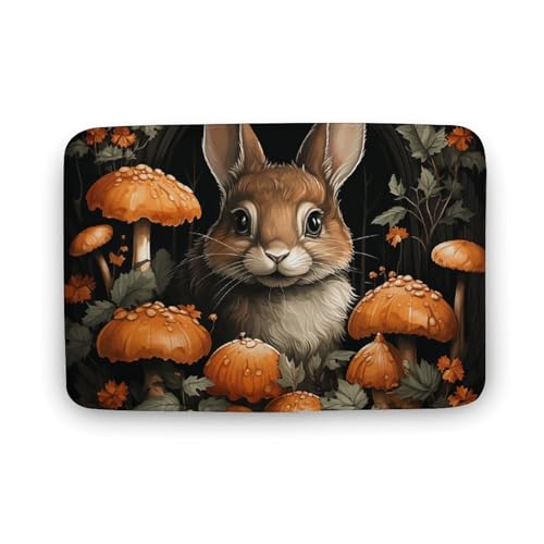 TYULN Badezimmerteppich, Motiv: Kaninchen mit Pilzen, saugfähige Duschmatten, rutschfeste Bodenmatte, schnell trocknend, Badteppich für Schlafzimmer, Küche, Waschbecken, Badewannenrand, 40 x 60 cm TYULN Badezimmerteppich, Motiv: Kaninchen mit Pilzen, saugfähige Duschmatten, rutschfeste Bodenmatte, schnell trocknend, Badteppich für Schlafzimmer, Küche, Waschbecken, Badewannenrand, 40 x 60 cm von TYULN