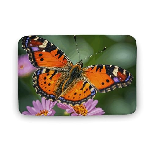 TYULN Badezimmerteppich, Motiv: Schmetterling und Blumen, Badematte für Badezimmer, saugfähig, rutschfest, schnell trocknend, Badteppich für Schlafzimmer, Küche, Waschbecken, Badewannenrand, 50 x 80 TYULN Badezimmerteppich, Motiv: Schmetterling und Blumen, Badematte für Badezimmer, saugfähig, rutschfest, schnell trocknend, Badteppich für Schlafzimmer, Küche, Waschbecken, Badewannenrand, 50 x 80 von TYULN
