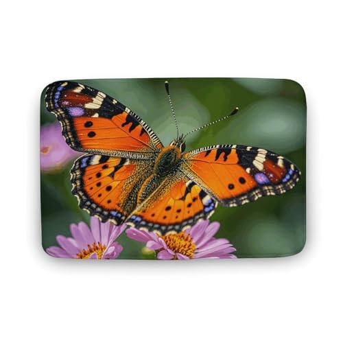 TYULN Badezimmerteppich, Motiv: Schmetterling und Blumen, Badematte für Badezimmer, saugfähig, rutschfeste Bodenmatte, schnell trocknend, Badteppich für Schlafzimmer, Küche, Waschbecken TYULN Badezimmerteppich, Motiv: Schmetterling und Blumen, Badematte für Badezimmer, saugfähig, rutschfeste Bodenmatte, schnell trocknend, Badteppich für Schlafzimmer, Küche, Waschbecken von TYULN