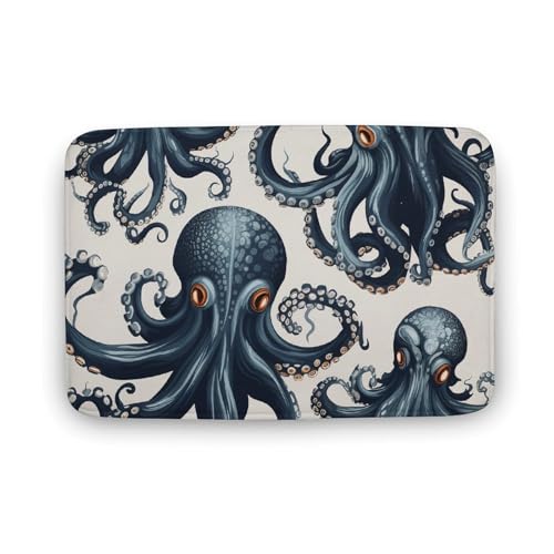 TYULN Badezimmerteppich, Oktopus-Muster, Badematte für Badezimmer, saugfähig, rutschfest, schnell trocknend, Badteppich für Schlafzimmer, Küche, Waschbecken, Badewannenrand, 50 x 80 cm TYULN Badezimmerteppich, Oktopus-Muster, Badematte für Badezimmer, saugfähig, rutschfest, schnell trocknend, Badteppich für Schlafzimmer, Küche, Waschbecken, Badewannenrand, 50 x 80 cm von TYULN