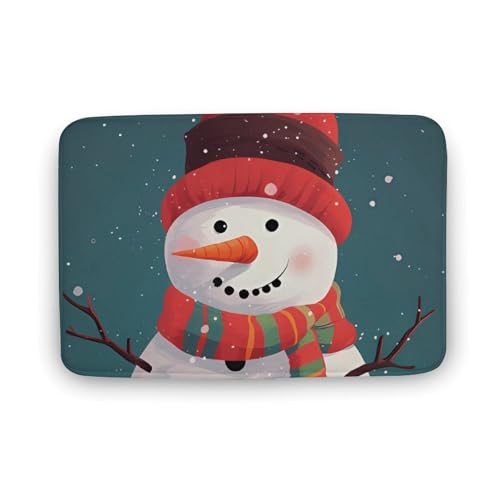 TYULN Badezimmerteppich, Schneemann, saugfähig, rutschfest, schnell trocknend, Badematte für Schlafzimmer, Küche, Waschbecken, Badewannenrand, 40 x 60 cm von TYULN