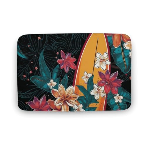 TYULN Badezimmerteppich, Surfbrett und Blumen, Badematte für Badezimmer, saugfähig, rutschfest, schnell trocknend, Badteppich für Schlafzimmer, Küche, Waschbecken, Badewannenrand, 50 x 80 cm TYULN Badezimmerteppich, Surfbrett und Blumen, Badematte für Badezimmer, saugfähig, rutschfest, schnell trocknend, Badteppich für Schlafzimmer, Küche, Waschbecken, Badewannenrand, 50 x 80 cm von TYULN