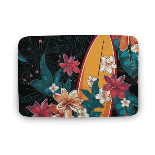 TYULN Badezimmerteppich, Surfbrett und Blumen, Badematte für Badezimmer, saugfähige Duschmatten, rutschfeste Bodenmatte, schnell trocknend, Badteppich für Schlafzimmer, Küche, Waschbecken TYULN Badezimmerteppich, Surfbrett und Blumen, Badematte für Badezimmer, saugfähige Duschmatten, rutschfeste Bodenmatte, schnell trocknend, Badteppich für Schlafzimmer, Küche, Waschbecken von TYULN