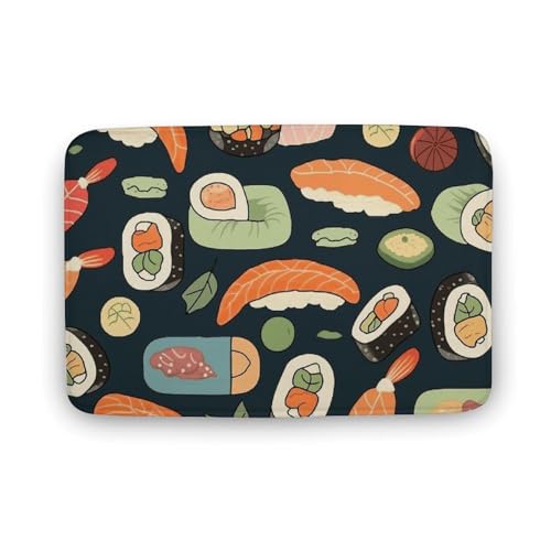 TYULN Badezimmerteppich, Sushi-Essensmuster, Badematte für Badezimmer, saugfähig, rutschfest, schnell trocknend, Badteppich für Schlafzimmer, Küche, Waschbecken, Badewannenrand, 40 x 60 cm TYULN Badezimmerteppich, Sushi-Essensmuster, Badematte für Badezimmer, saugfähig, rutschfest, schnell trocknend, Badteppich für Schlafzimmer, Küche, Waschbecken, Badewannenrand, 40 x 60 cm von TYULN
