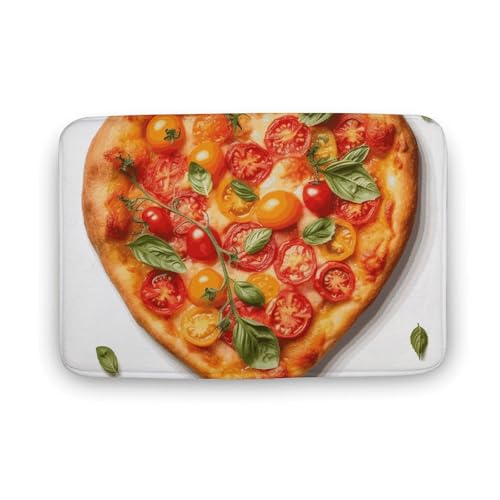 TYULN Badezimmerteppich, herzförmig, Pizza-Badematte für Badezimmer, saugfähige Duschmatten, rutschfeste Bodenmatte, schnell trocknend, Badteppich für Schlafzimmer, Küche, Waschbecken, Badewannenrand TYULN Badezimmerteppich, herzförmig, Pizza-Badematte für Badezimmer, saugfähige Duschmatten, rutschfeste Bodenmatte, schnell trocknend, Badteppich für Schlafzimmer, Küche, Waschbecken, Badewannenrand von TYULN
