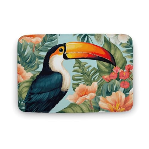 TYULN Badezimmerteppich, tropische Blume, Vogel-Badematte für Badezimmer, saugfähig, rutschfest, schnell trocknend, Badteppich für Schlafzimmer, Küche, Waschbecken, Badewannenrand, 40 x 60 cm TYULN Badezimmerteppich, tropische Blume, Vogel-Badematte für Badezimmer, saugfähig, rutschfest, schnell trocknend, Badteppich für Schlafzimmer, Küche, Waschbecken, Badewannenrand, 40 x 60 cm von TYULN