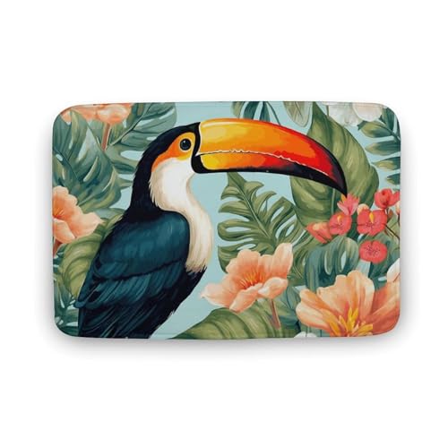 TYULN Badezimmerteppich, tropische Blume, Vogel-Badematte für Badezimmer, saugfähig, rutschfest, schnell trocknend, Badteppich für Schlafzimmer, Küche, Waschbecken, Badewannenrand, 50 x 80 cm TYULN Badezimmerteppich, tropische Blume, Vogel-Badematte für Badezimmer, saugfähig, rutschfest, schnell trocknend, Badteppich für Schlafzimmer, Küche, Waschbecken, Badewannenrand, 50 x 80 cm von TYULN