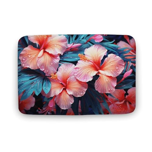 TYULN Badezimmerteppich, tropische Blumen, Badematte für Badezimmer, saugfähig, rutschfest, schnell trocknend, Badteppich für Schlafzimmer, Küche, Waschbecken, Badewannenrand, 40 x 60 cm TYULN Badezimmerteppich, tropische Blumen, Badematte für Badezimmer, saugfähig, rutschfest, schnell trocknend, Badteppich für Schlafzimmer, Küche, Waschbecken, Badewannenrand, 40 x 60 cm von TYULN