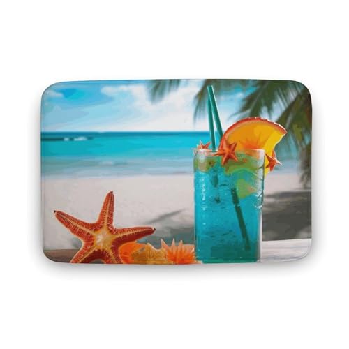 TYULN Badezimmerteppich, tropischer Cocktail mit Seestern, saugfähig, rutschfeste Bodenmatte, schnell trocknend, Badteppich für Schlafzimmer, Küche, Waschbecken, Badewannenrand, 40 x 60 cm TYULN Badezimmerteppich, tropischer Cocktail mit Seestern, saugfähig, rutschfeste Bodenmatte, schnell trocknend, Badteppich für Schlafzimmer, Küche, Waschbecken, Badewannenrand, 40 x 60 cm von TYULN