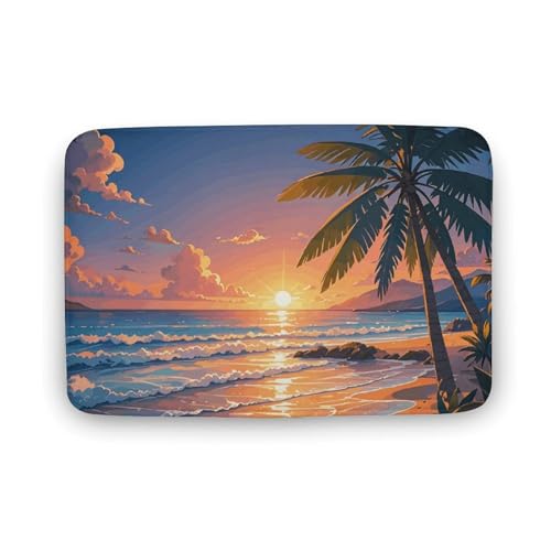 TYULN Badezimmerteppich, tropischer Strand, Palme, Badematte für Badezimmer, saugfähig, rutschfest, schnell trocknend, Badteppich für Schlafzimmer, Küche, Waschbecken, Badewannenrand, 40 x 60 cm TYULN Badezimmerteppich, tropischer Strand, Palme, Badematte für Badezimmer, saugfähig, rutschfest, schnell trocknend, Badteppich für Schlafzimmer, Küche, Waschbecken, Badewannenrand, 40 x 60 cm von TYULN
