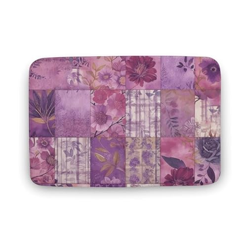 TYULN Badezimmerteppich, violette Blumen, Collage, Badematte für Badezimmer, saugfähige Duschmatten, rutschfeste Bodenmatte, schnell trocknend, Badteppich für Schlafzimmer, Küche, Waschbecken TYULN Badezimmerteppich, violette Blumen, Collage, Badematte für Badezimmer, saugfähige Duschmatten, rutschfeste Bodenmatte, schnell trocknend, Badteppich für Schlafzimmer, Küche, Waschbecken von TYULN